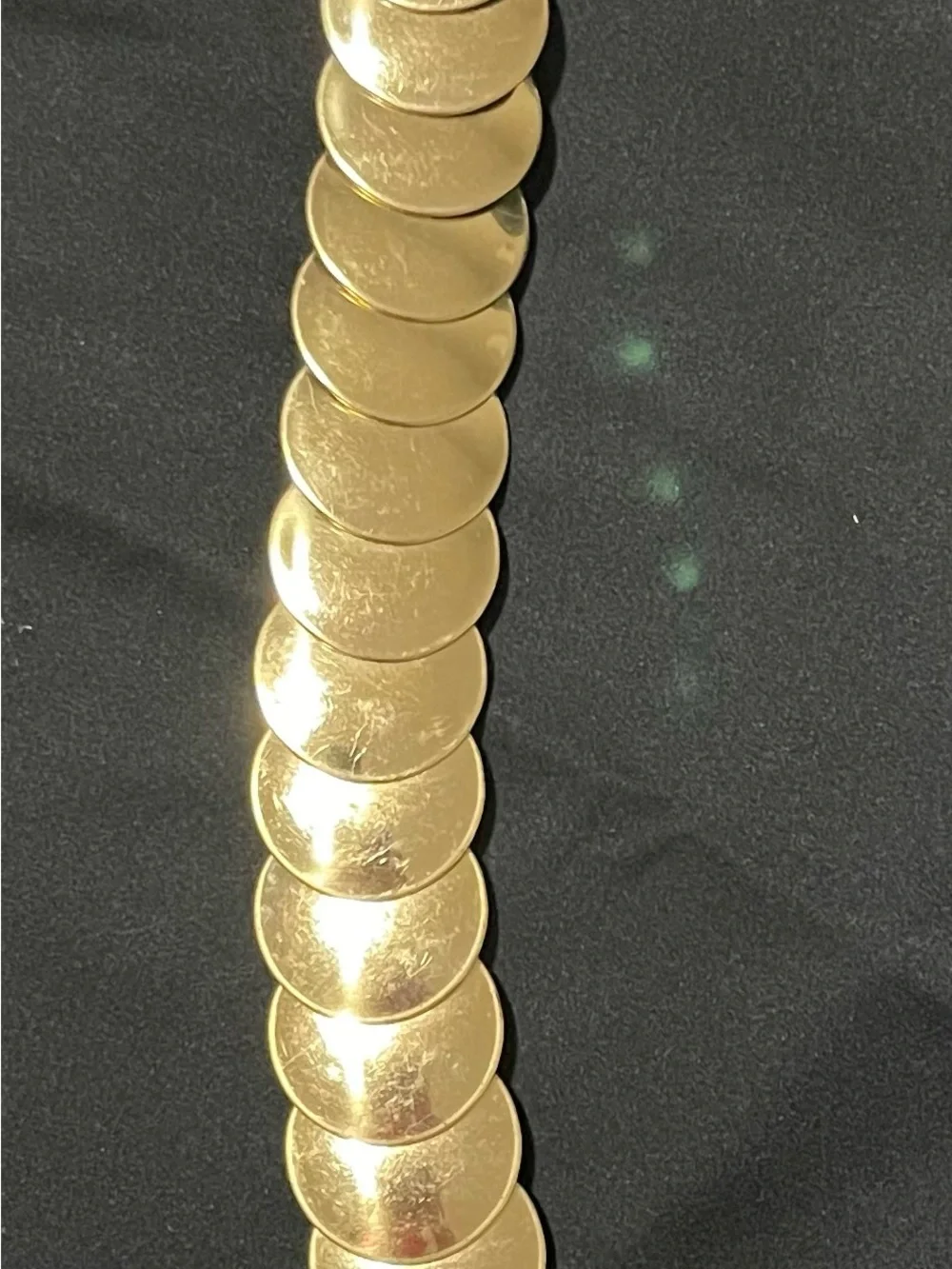Vintage Gold Tone Disc Stretch Belt, Retro Disco Metal Medallion Waist Belt